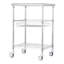 Chariot utilitaire roulant 3, 470 lb, 24 po x 20 po x 36,6 po, 6 crochets, plateau de table en acier inoxydable, tablettes réglables, roulettes de 3 po, acier, silencieux