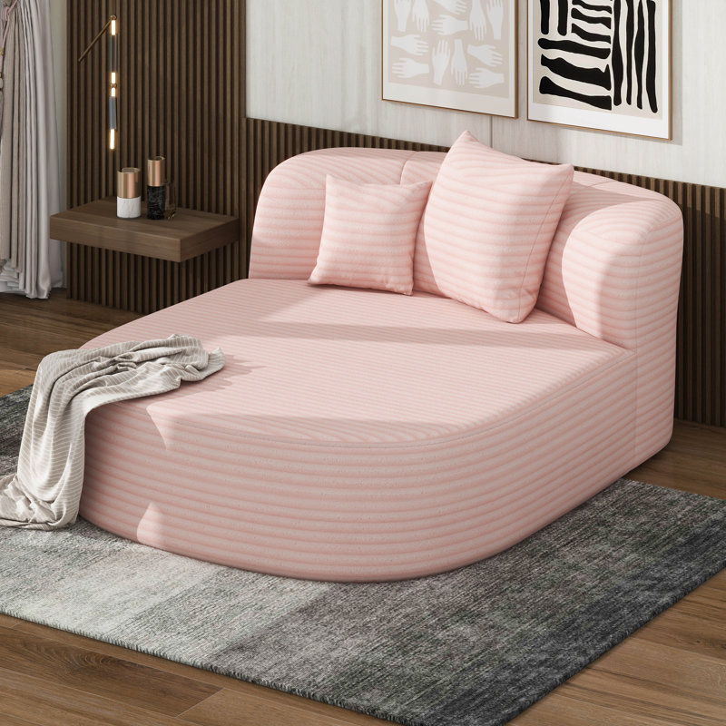 Chaise longue moderne avec deux coussins et canapé rembourré sans os, Rose