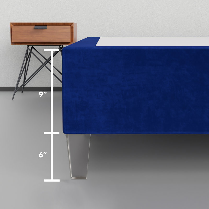 14-Inch Premium Kauly Material Wood Bed Frame, Comfortable Foundation with Acrylic Legs, Twin XL, Blue