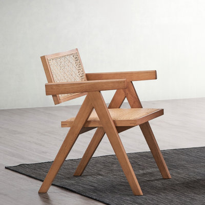 Deux fauteuils décontractés de style Mid-Century, finition naturelle, accoudoirs confortables, l 20 po x P 22 po, H 31 po
