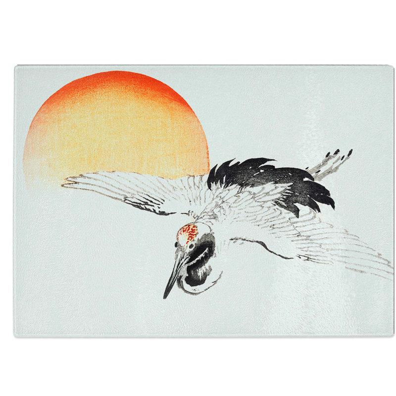 Tempered Glass Bird Flying During Sunset Chopping Board, 39 cm W x 28.5 cm L
