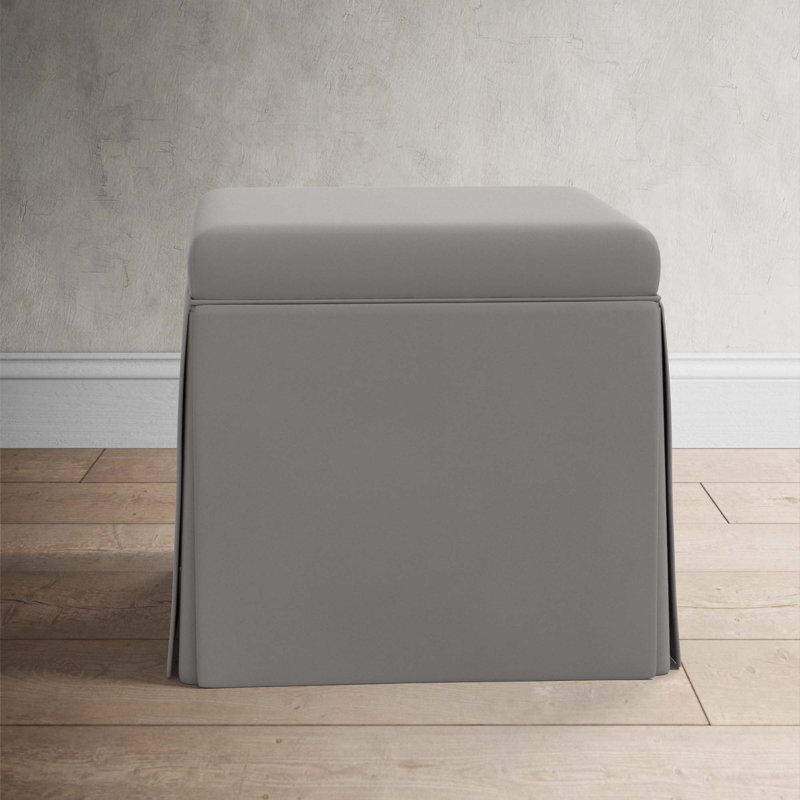 Bash Upholstered Storage Ottoman, Classic Otter Performance Velvet