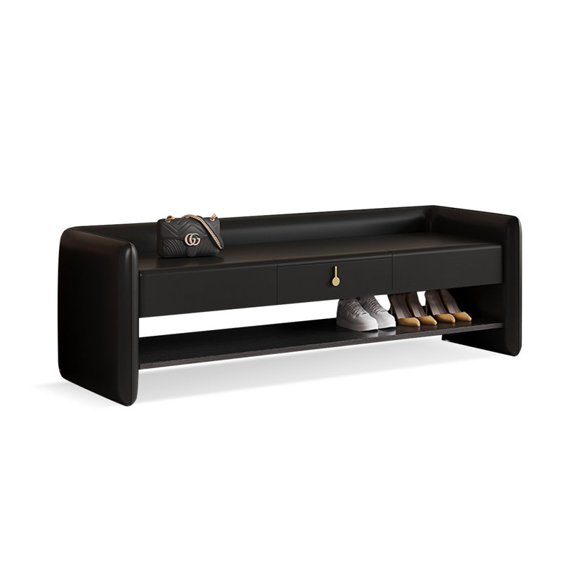 Banc de rangement rembourré pour chaussures, Noir