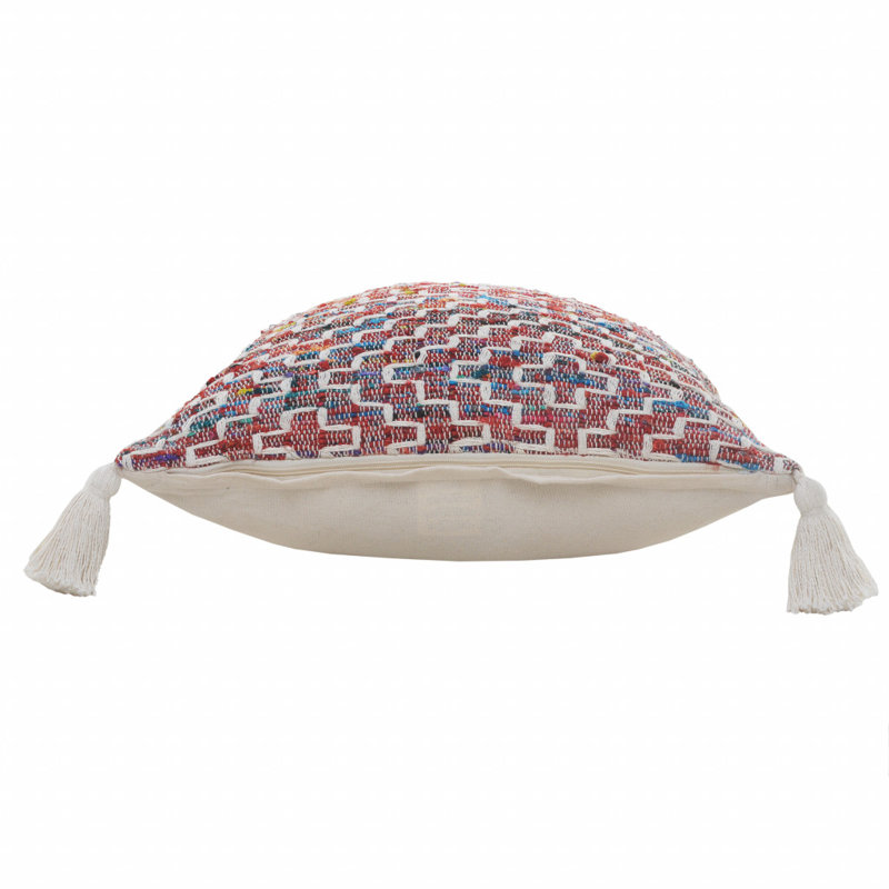 Coussin à fermeture à glissière géométrique en polyester 20 po x 20 po rouge vert bleu jaune et orange