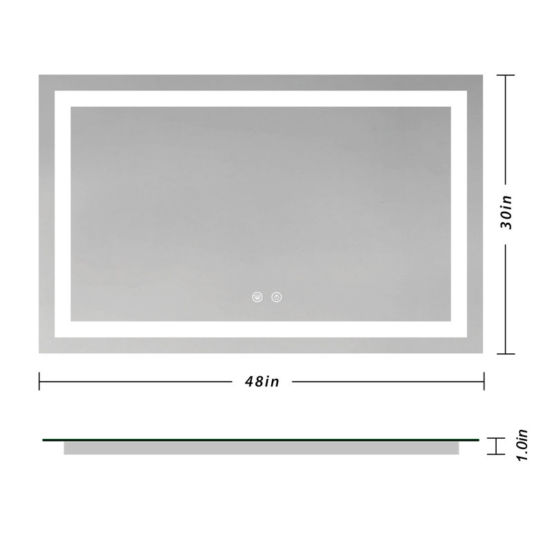 Miroir de salle de bain Lashaunte, Rectangle, 30 po x 48 po