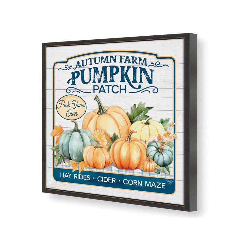 «Autumn Farm Pumpkin Patch» par Mollie B., reproduction d'art, L 30 po x H 30 po, Noir, Impression encadrée