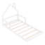 Lit simple au sol en bois, blanc - tête de lit en forme de maison pour lit confortable avec tête de lit attrayante, pin massif et bois massif, chambre chaude-1393091814-1393091817