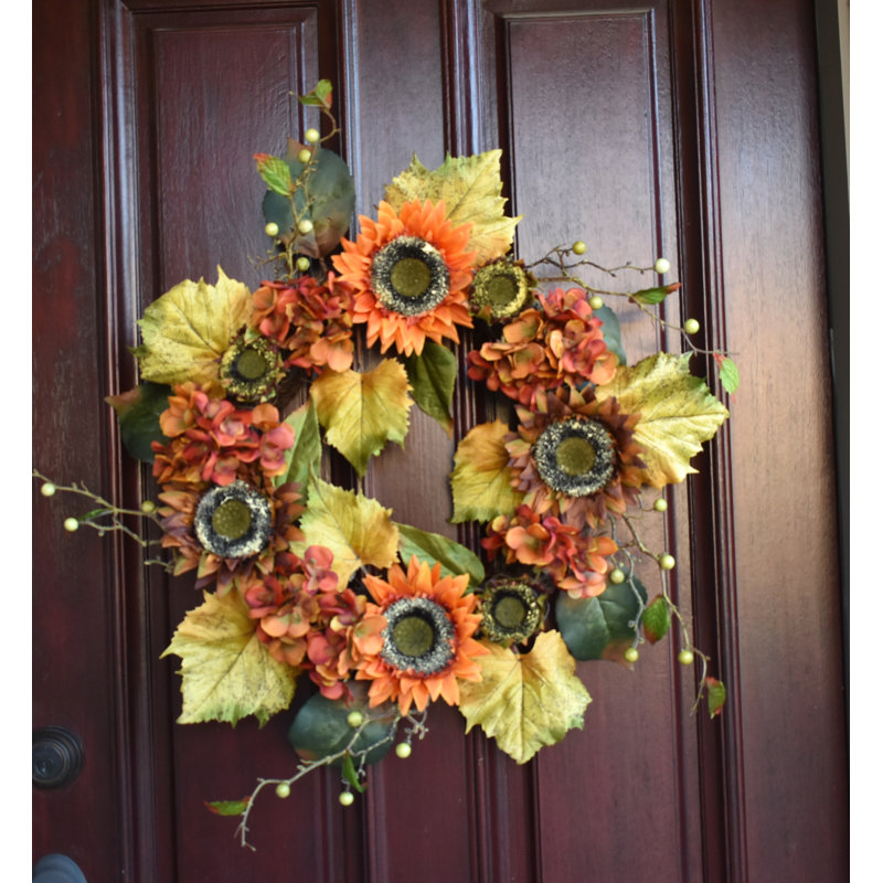 Couronne d'hortensia en terre cuite 24 po