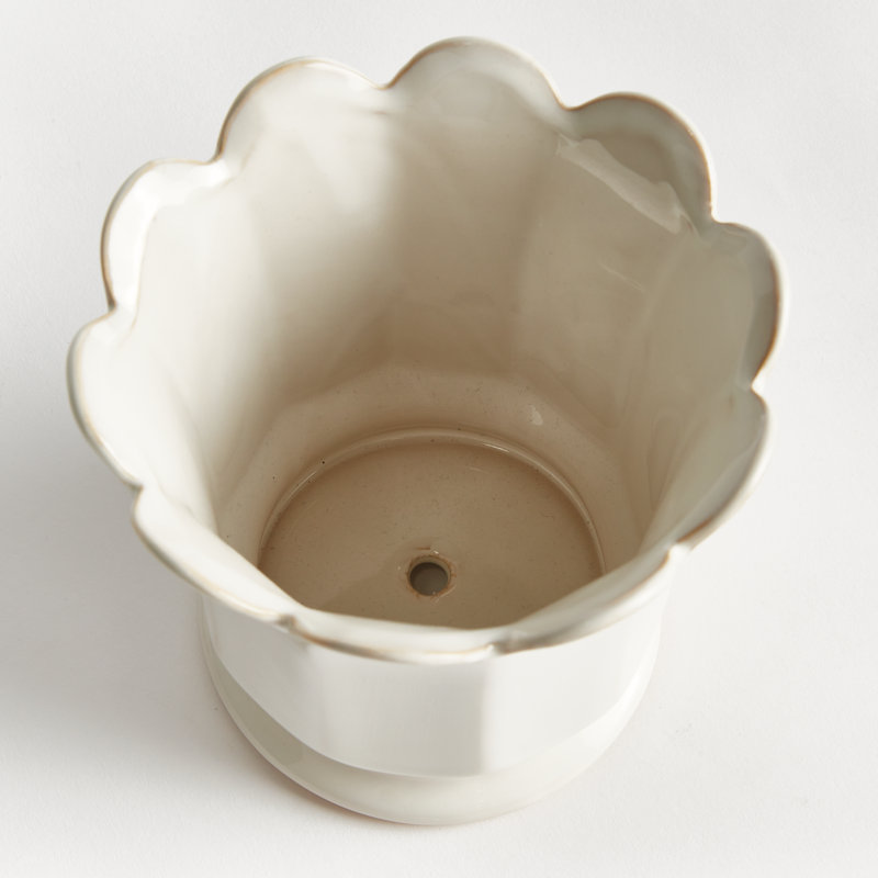 MALINE FOOTED  POT SMALL, White, 5.51" H x 6.1" W x 6.1" D