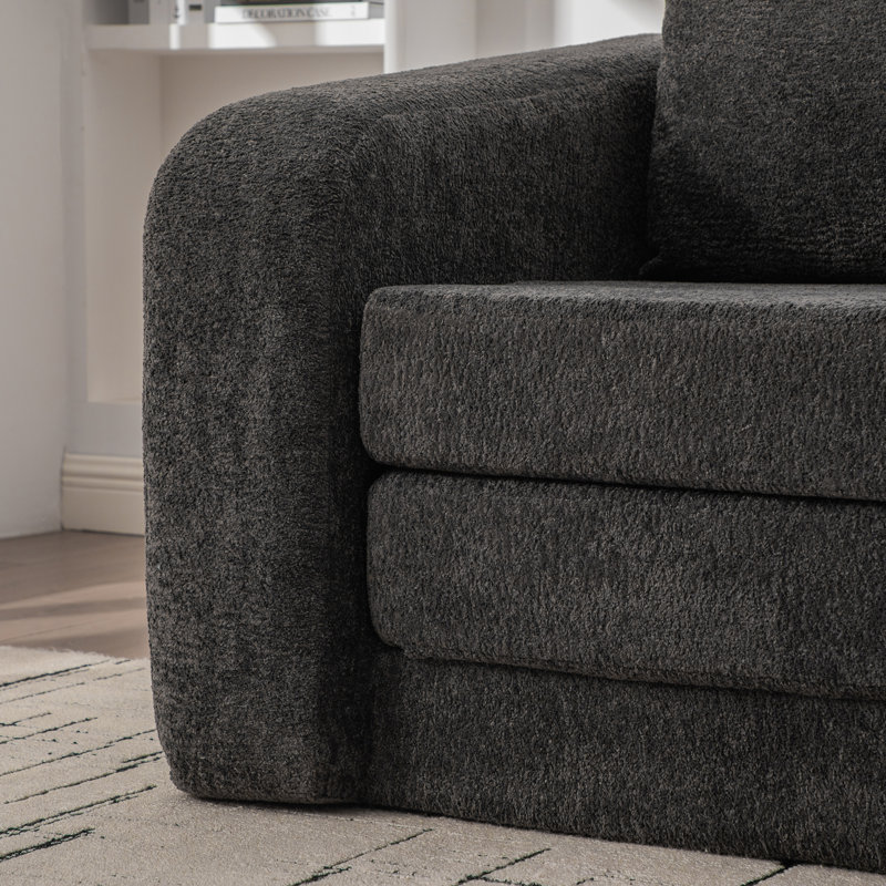 Canapé-lit convertible compact avec tissu chenille pour des espaces de vie élégants