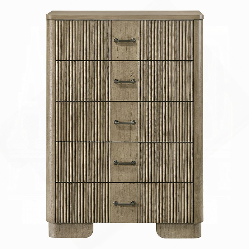Commode verticale de style transitionnel avec 5 tiroirs de rangement pour la chambre à coucher