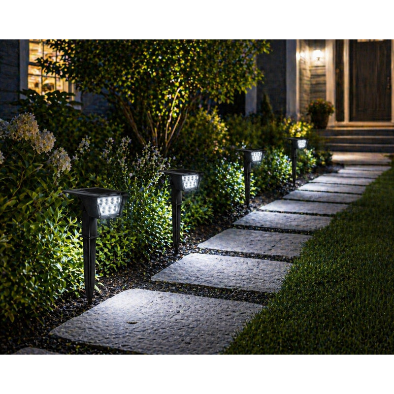 2-Pack Solar Powered Pathway Lights Dusk to Dawn 2 Modes, Cold White