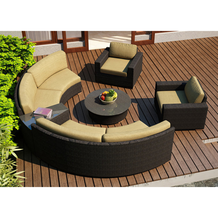 Ensemble de conversation modulaire courbé avec coussins 6 pièces Buckholtz