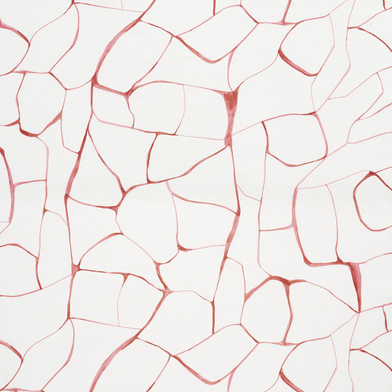 Schumacher x Porter Teleo Filigree Fabric, Coral