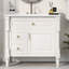 Meuble-lavabo de salle de bain avec lavabo en céramique, armoire de rangement fonctionnelle avec tiroir rabattable et tablette réglable