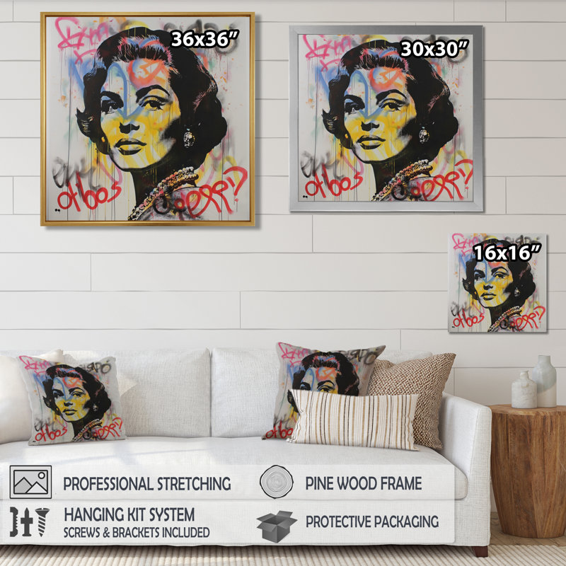 «Minimalist Graffiti Street Art I», reproduction d'art mural, Toile encadrée noire simple, H 16 po x l 16 po x P 1 po