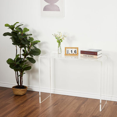Acrylic Narrow Console Table for Entryway - 38 x 15 x 29 Inch Clear Acrylic Table with Square Legs, Slim Design for Sofa, Foyer, Hallway