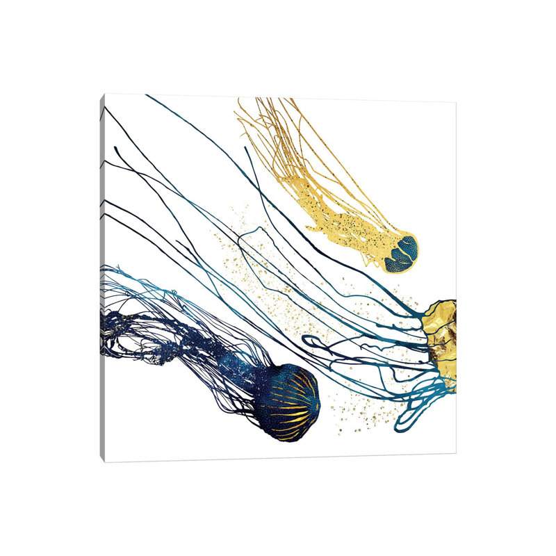 Métallique méduse II - impression d'art graphique, Aucun mat, Toile tendue, H 12 po x l 12 po x P 0,75 po