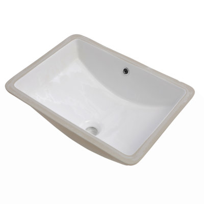 Bathroom Sink Rectangle Deep Bowl Pure  Porcelain Ceramic Lavatory Vanity Sink Basin With Overflow