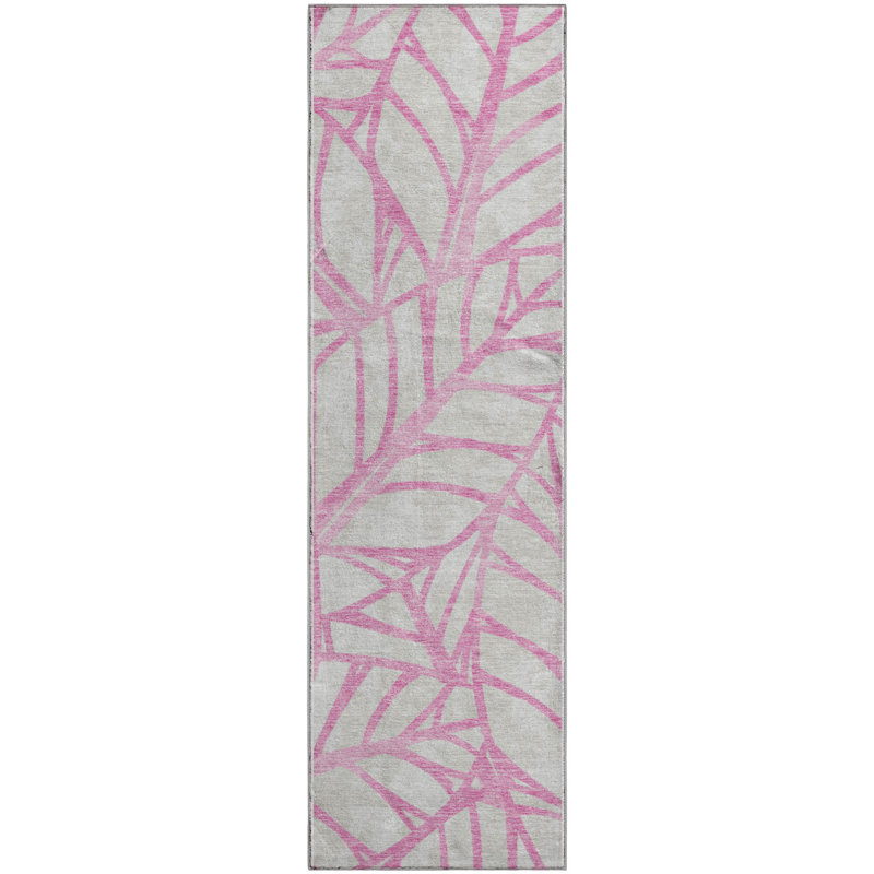 Premium Machine Washable Lisse Pink Rug, Runner 2'3" x 7'6"