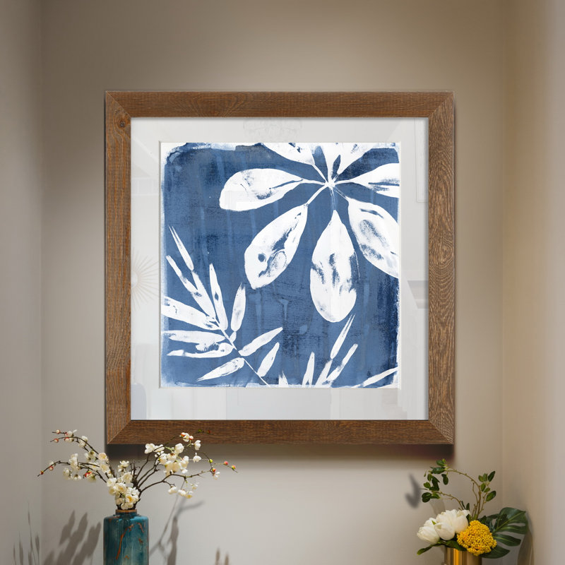 Tropical Indigo impressions II-reproduction d’art, H 27,5 po x l 27,5 po x P 1,5 po, Papier avec cadre érable