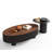 Modern Fluted Oval Nesting Coffee Table Set With Solid Wood Drawers & Tempered Glass Side Table, Walnut Finish-962357938