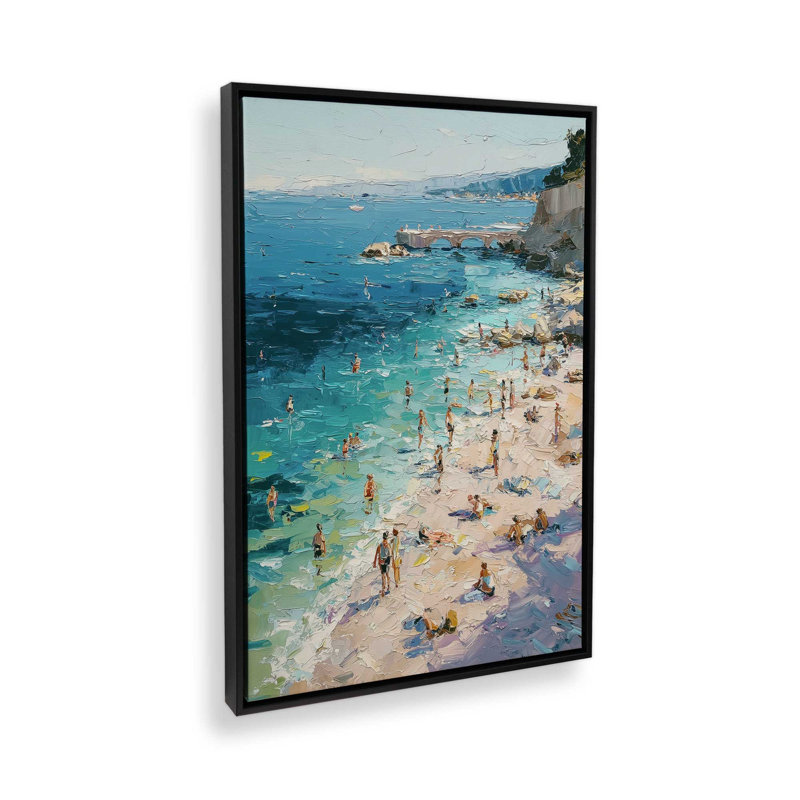 Impression sur toile Azzuro Cove, Cadre flottant noir satiné, 24 po x 36 po