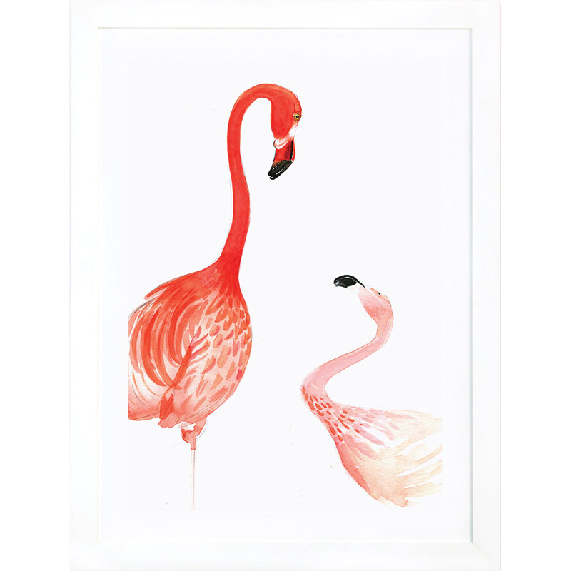 « flamant rose family », impression, H 24 po x l 16 po x P 1 po, Papier encadré blanc