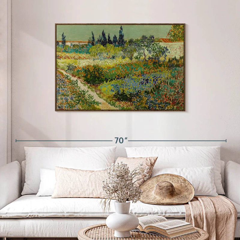 Jardin à Arles, Cadre flottant en noyer, 43 po x 29 po