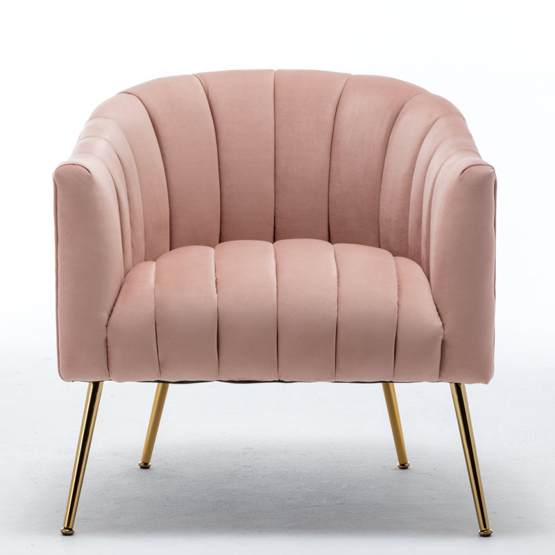 Velours capitonné large de 28 po Murrow, Velours rose, 1