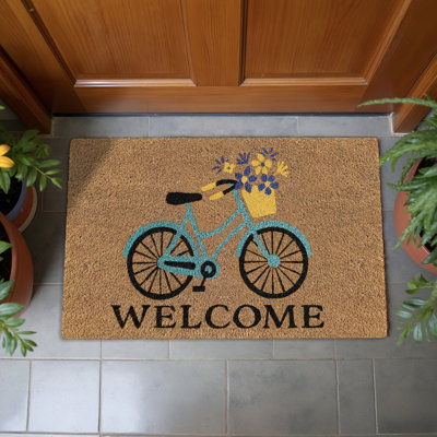 Tapis de porte en fibre de coco antidérapant Welcome