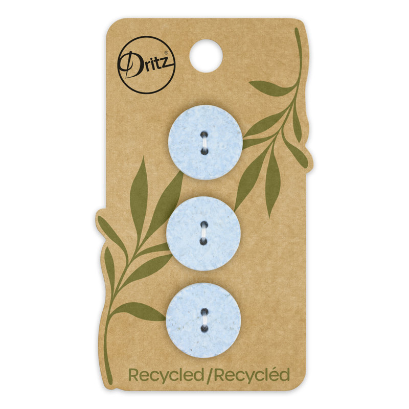 Bouton rond en coton recyclé Dritz, 18 mm, bleu clair, 9 boutons