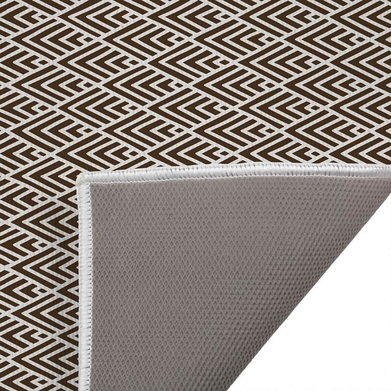 Tapis de toilette rectangulaire antidérapant à chevrons, L 34 po x L 21 po, Brun moka