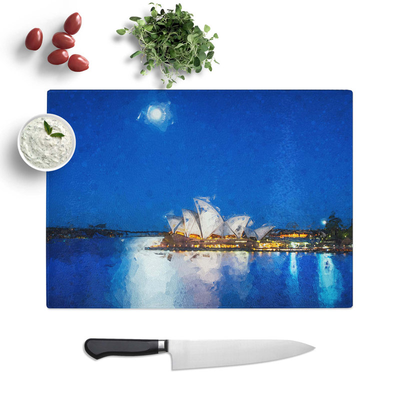Tempered Glass Sydney Opera House Chopping Board, 39 cm W x 28.5 cm L