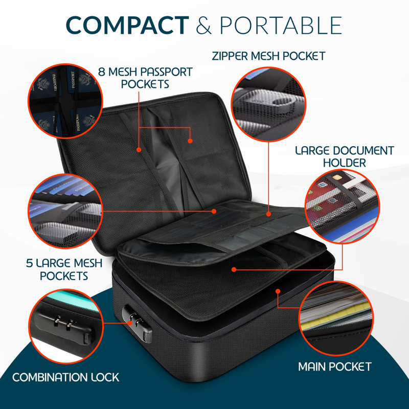 Fireproof Document Box with Combination Lock