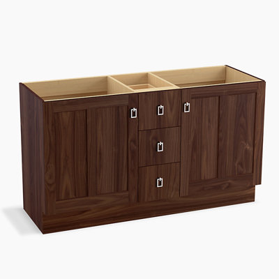 Meuble-lavabo Poplin de 152 cm (60 po) avec plinthe, 2 portes et 3 tiroirs, tiroir supÃ©rieur divisÃ©