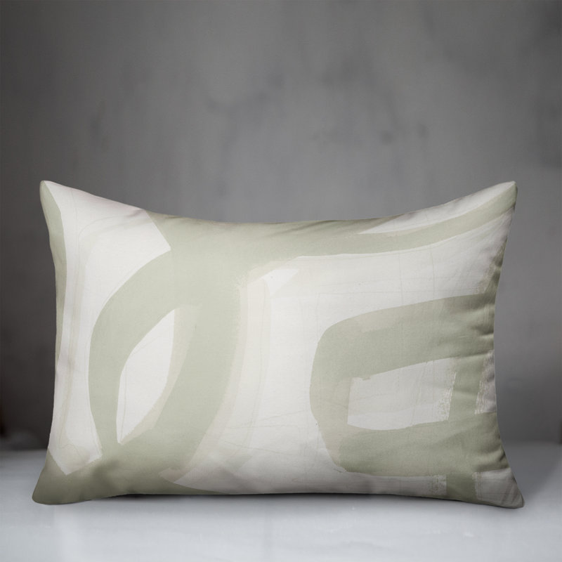 Abstract Outdoor Reversible Throw Pillow, White