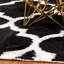 Tapis noir/blanc à zone poils longs géométrique Taos-1807093030