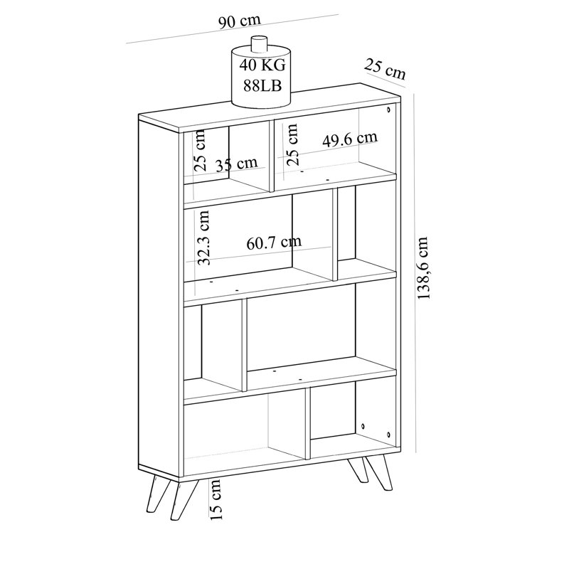 Modern Bookshelf| 100% Melamine Coated Particle Board, Thickness: 0.7 inches | Wall-Mountable Design, Stylish & Functional Storage Solution for Home or Office, Solid Color - Elegant Novelty