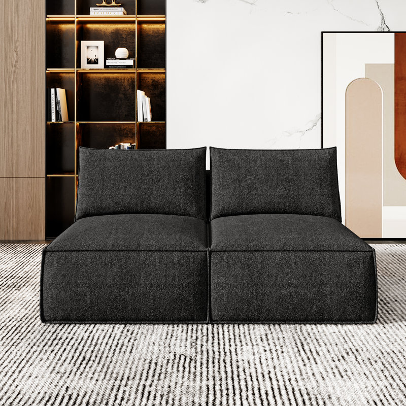 Canapé modulaire en chenille Boneless, Noir