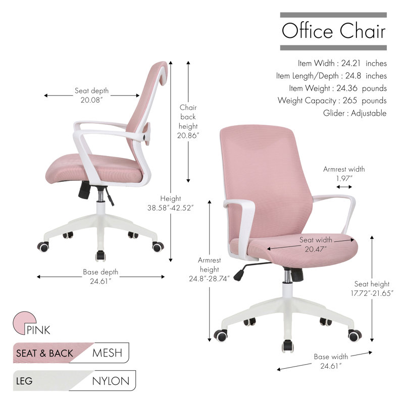 Chaise de travail en filet Juarez, Rose