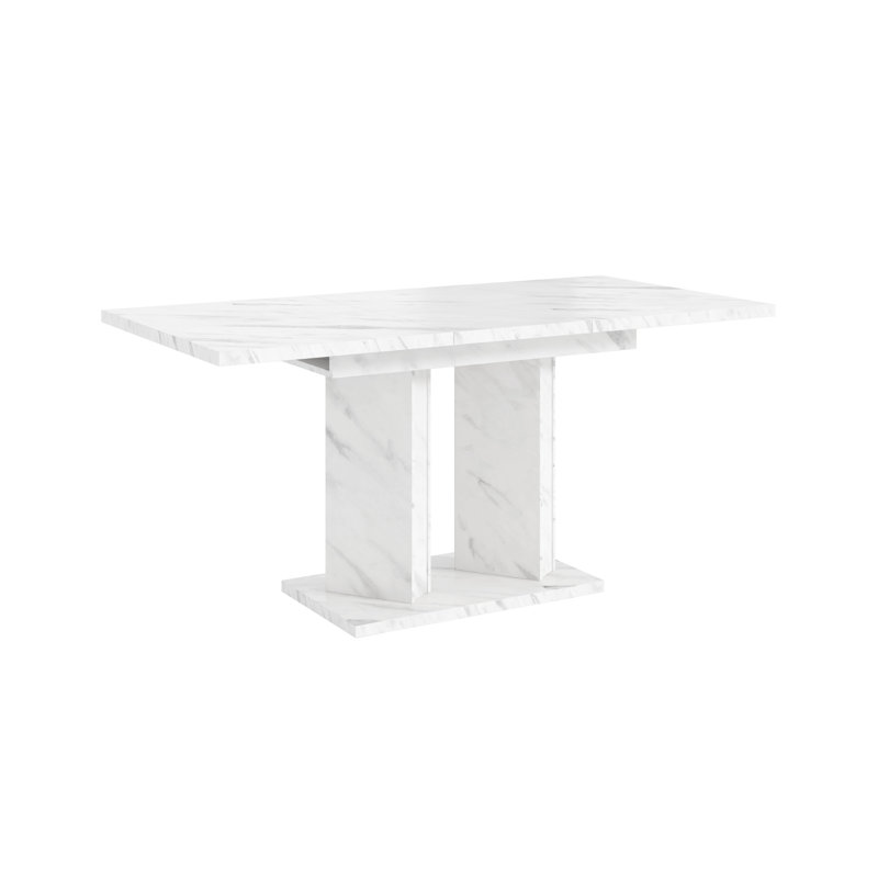Rectangular 120Cm L x 80Cm W Dining Table, Marble White