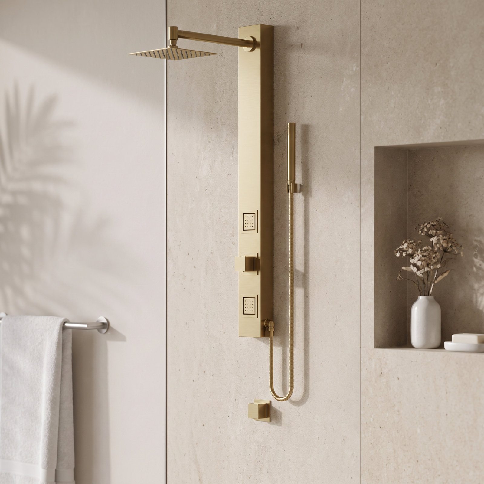 Orchid 2-Jet Shower System with Hand Wand, Matte Brushed Gold