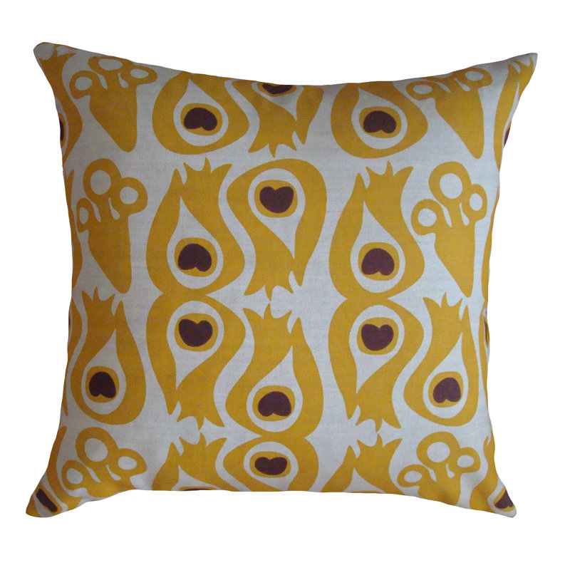 Appliqued Feather Linen Throw Pillow