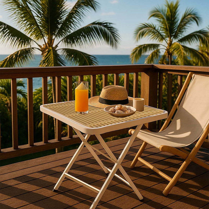Table carrée pliante Summer Modern - Polypropylène avec pieds en métal multifonctionnels pour l'intérieur et l'extérieur