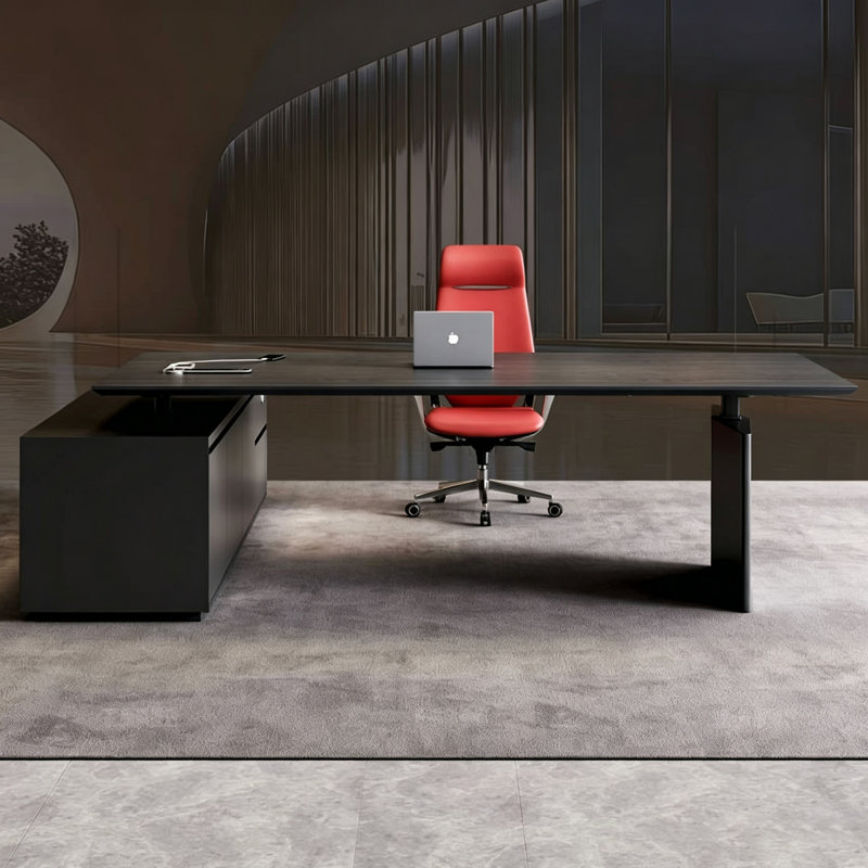 Bureau de direction électrique réglable en hauteur en forme de L, moderne et luxueux, de 180 cm (70,87 po), avec grande capacité de rangement – ​​Table de bureau réglable en hauteur