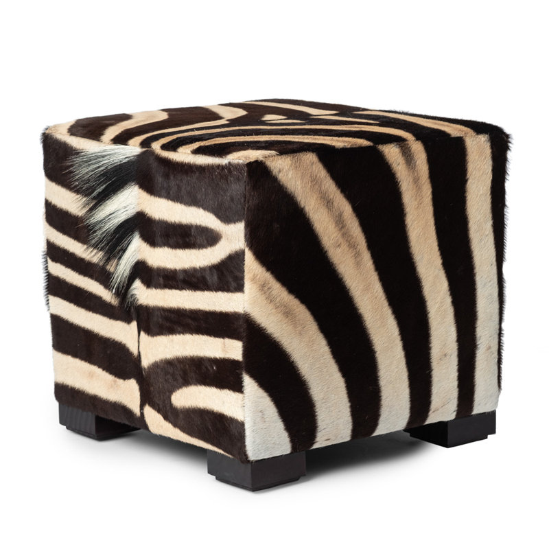 Zebra Hide Cube Ottoman