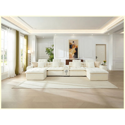 Canapé modulaire modulaire avec coussins décoratifs blanc