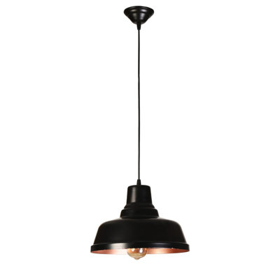 Elegant Scandinavian Chandelier, 31.5 in Height x 11.8 in Cap Diameter x 7.9 in Cap Height | 100% Metal with Oven Dried Paint, E27 Socket, Max 40W | Stylish Black & Copper Finish for Modern Home Decor