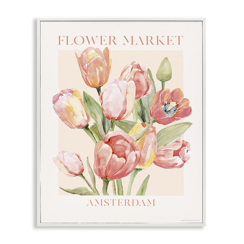 Art de la fleur sur toile Amsterdam par Reinders, Estampe numérique encadrée blanc bord de mer, H 14 po x l 11 po